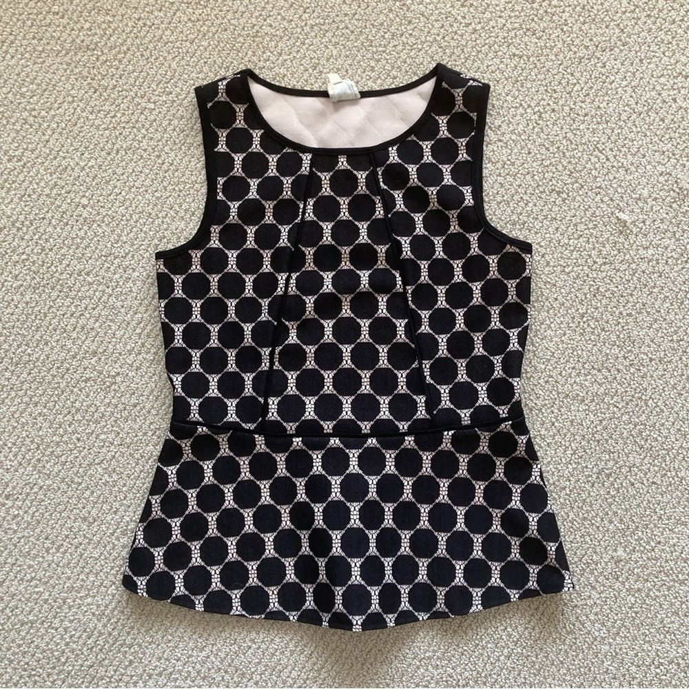 Weston Wear Black Lace Overlay Peplum Blouse Tank Top Size Small Lined EUC